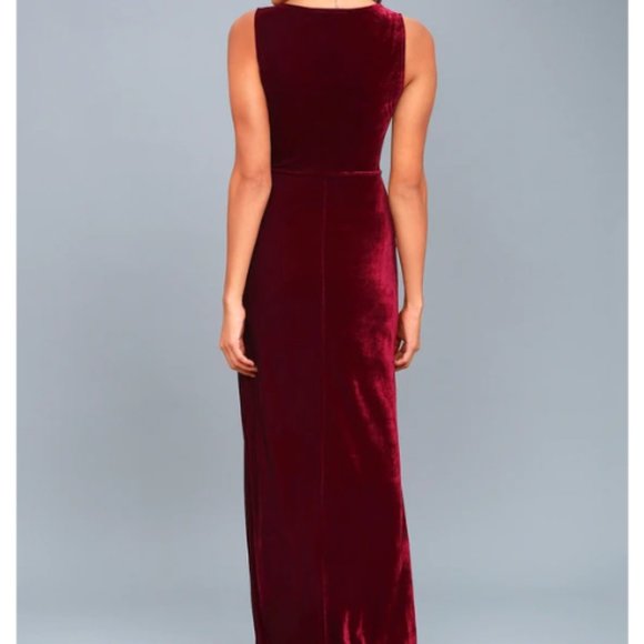 Lulus Size S Burgundy Velvet Maxi Dress - Picture 11 of 12